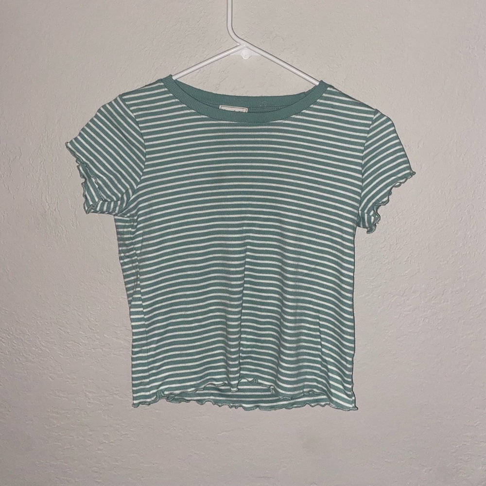 Striped light greenish shirt! Size L (14)